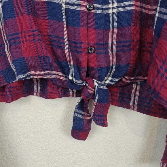 Rails Sloane Plaid Tie Waist Button Up Shirt Red Blue Size Small - Picture 9 of 12